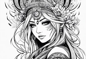 neo-tribal anime girl tattoo idea