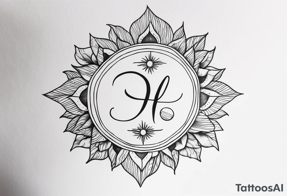 elif letter
 and sun tattoo idea