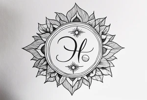 elif letter
 and sun tattoo idea