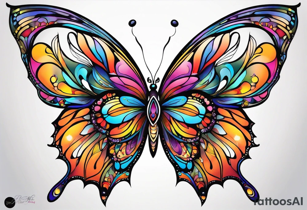 Beautiful butterfly. Flying.  very colorful and delicate. Profile tattoo idea