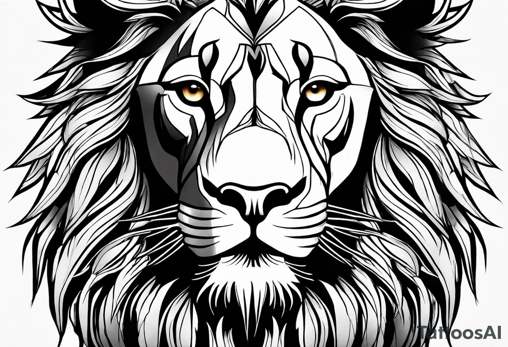 powerful majestic lion, close-up tattoo idea
