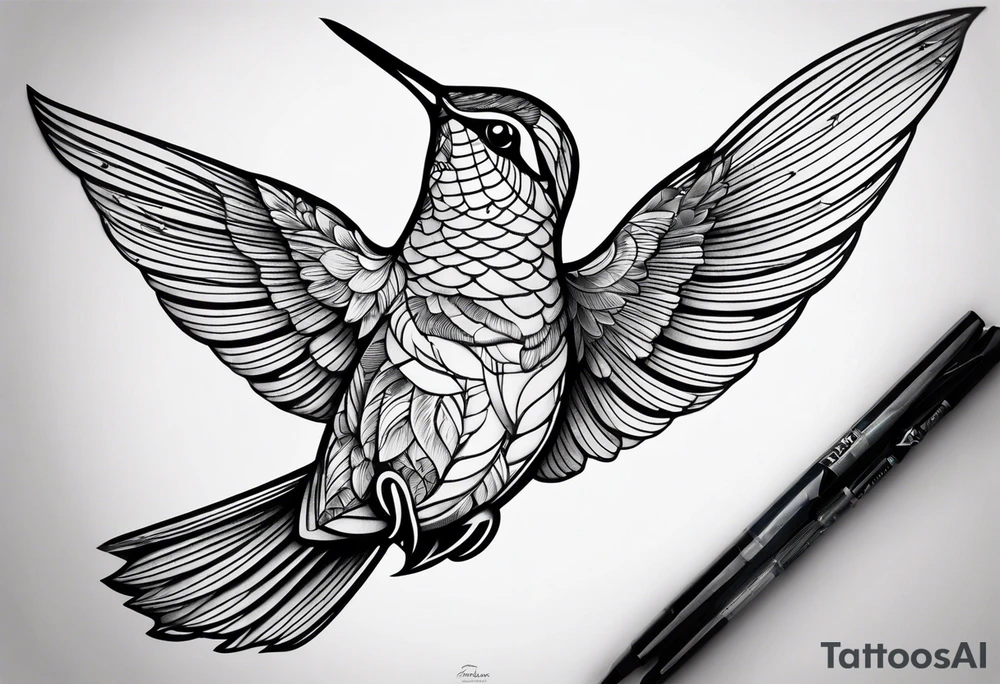 hummingbird lines arm tattoo tattoo idea
