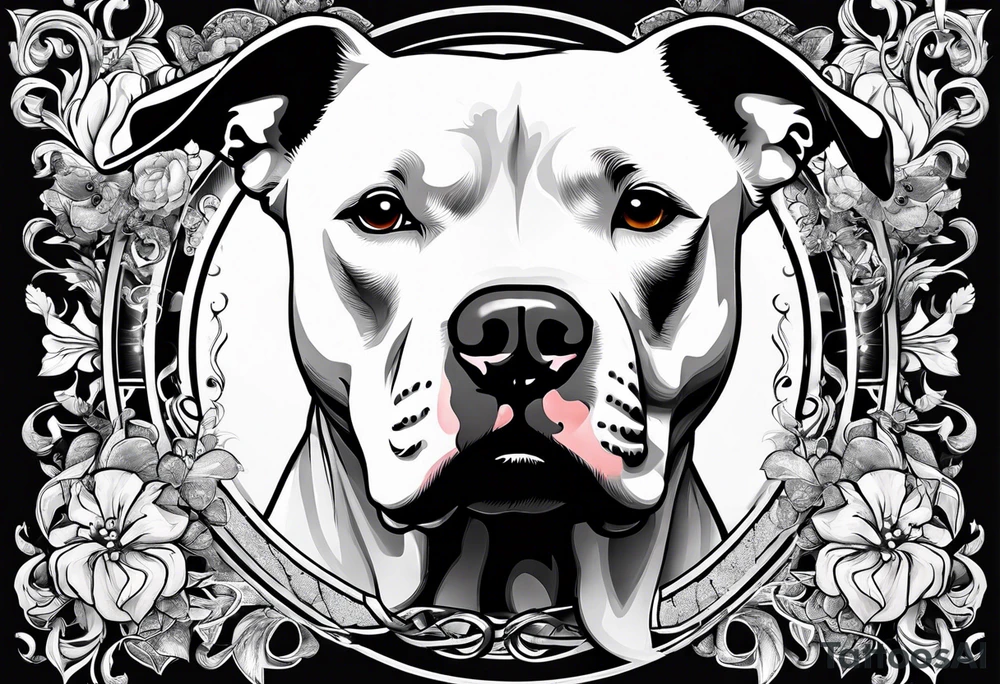 white pitbull pointed years pretty tattoo idea