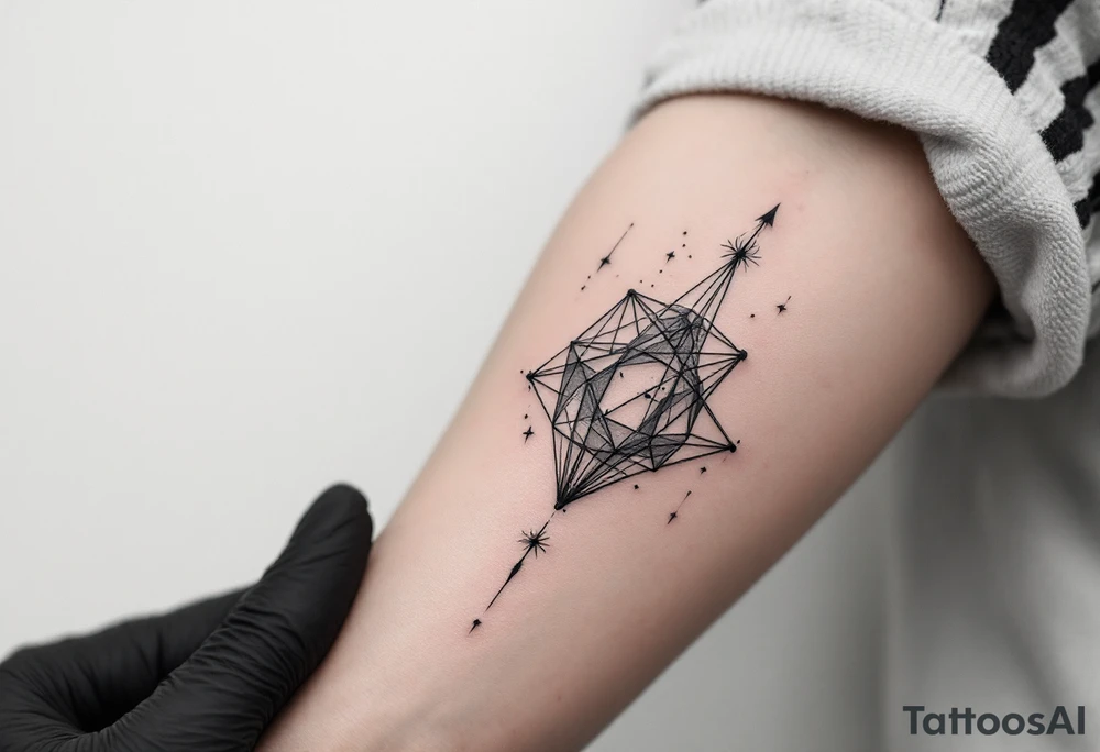 tatuaje conceptual que combine la naturaleza con la ciencia, que incluya muchas figuras geométricas tattoo idea