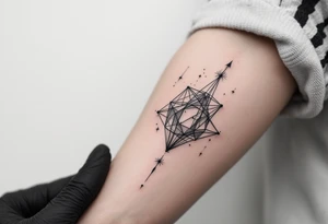 tatuaje conceptual que combine la naturaleza con la ciencia, que incluya muchas figuras geométricas tattoo idea