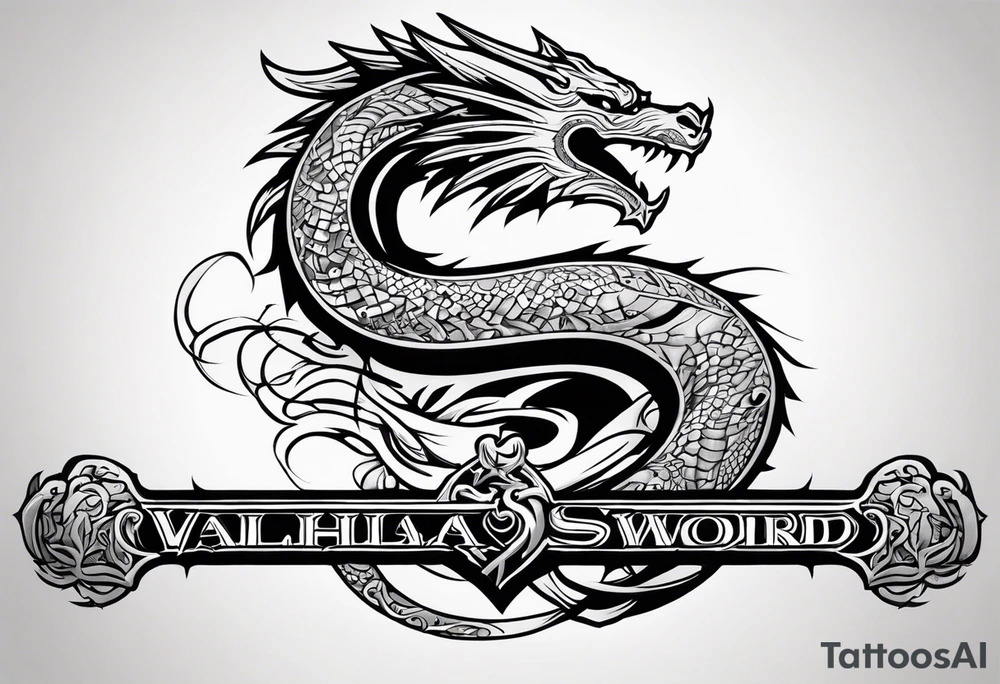 Valhalla  dragon sword tattoo idea