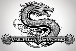 Valhalla  dragon sword tattoo idea