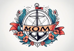 sailor style with word “mom” tattoo idea