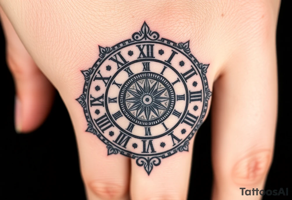 vintage roman numerals within ornate clockwork mechanism tattoo idea