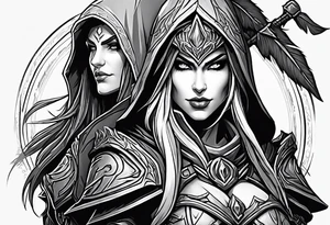sylvanas and thrall from world of warcraft tattoo idea