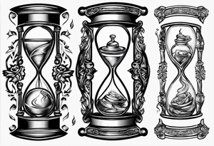 Money inside hourglass for male tattoo idea