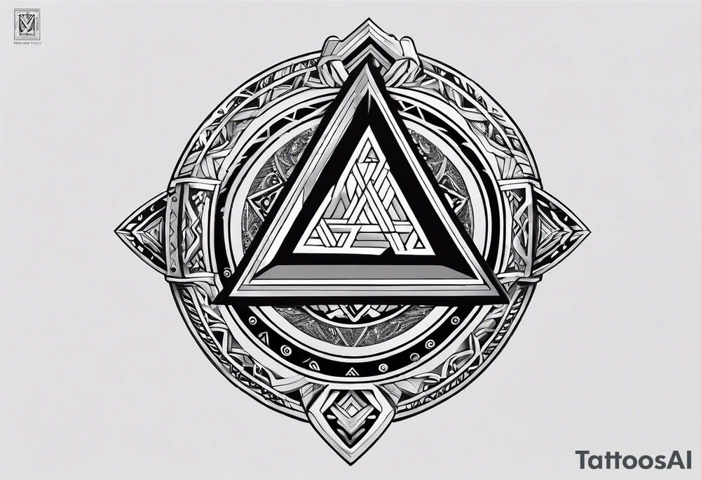 Valhalla valknut round 
shield axe sword tattoo idea