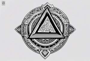 Valhalla valknut round 
shield axe sword tattoo idea