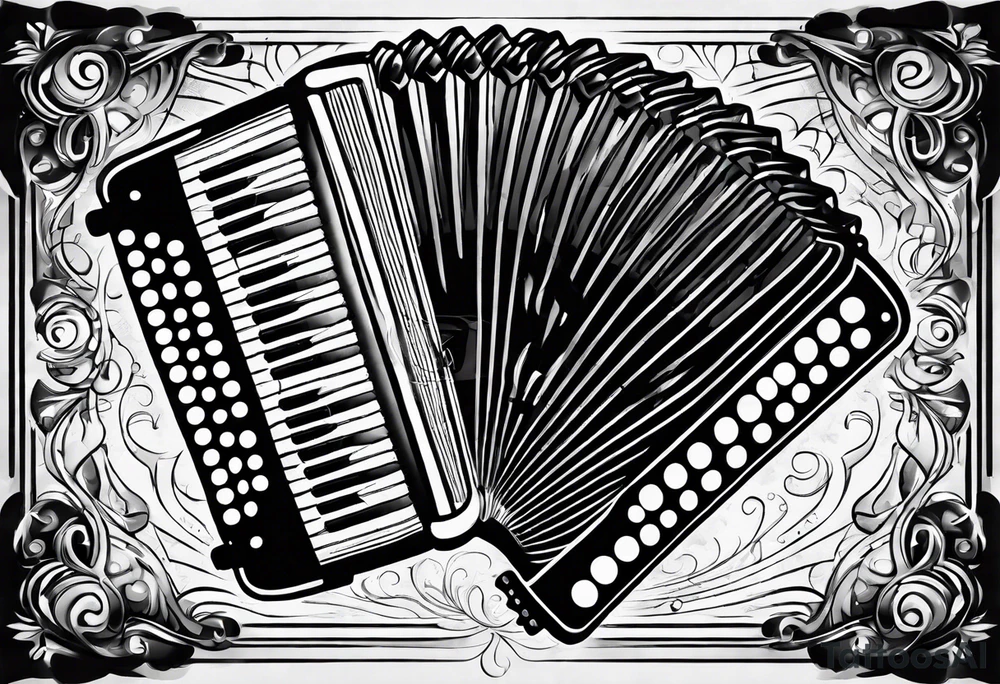 Accordion on a burnt paper tattoo idea