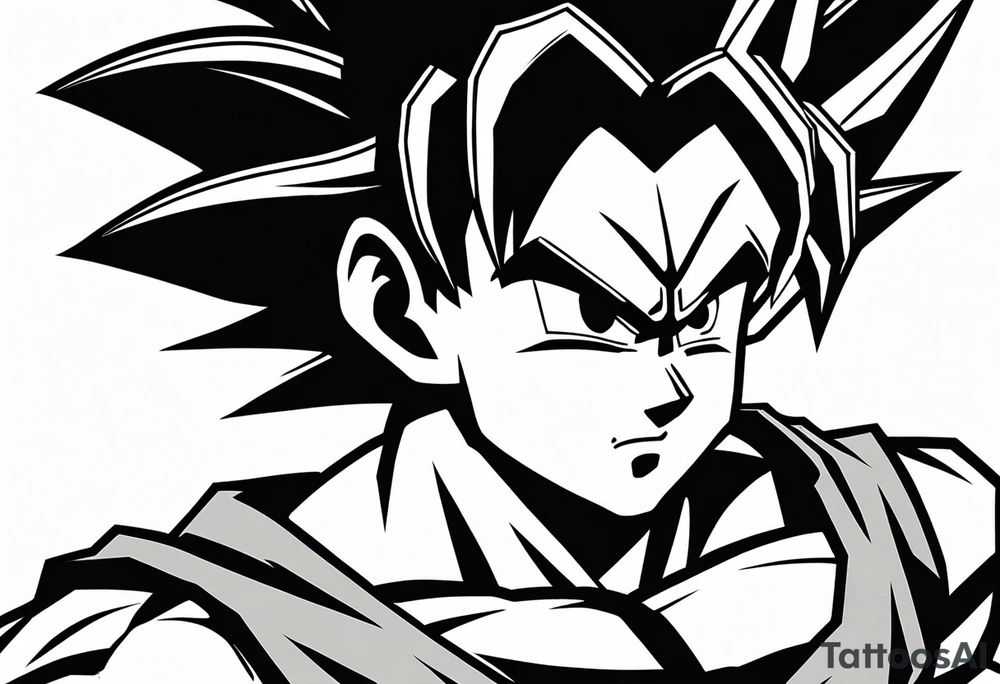 paint son goku as a super saiyajin 2, doing a kamehameha. sourround him by his friends and his family. all of them are displayed as a papercut tattoo idea