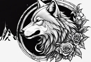 a wolf revealing its skull inspired by elden ring in sigil style tattoo idea