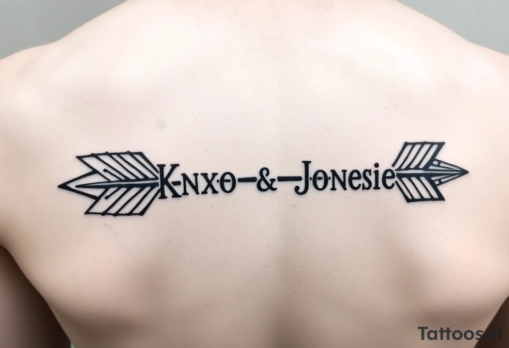 Rustic western arrow with 2 unique ideas representing my children a boy and a girl named Knox and Jonesie tattoo idea