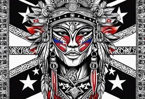 Tribal art holding the Puerto Rican, U.S.  Virgin Islands and Trinidad flags tattoo idea