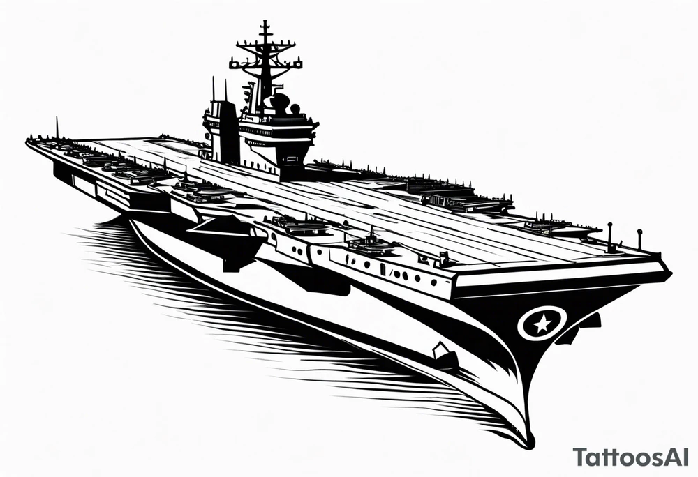 aircraft carrier front view tattoo idea