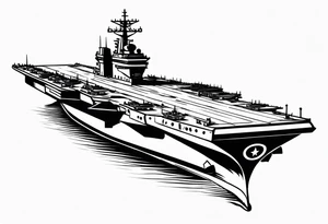 aircraft carrier front view tattoo idea