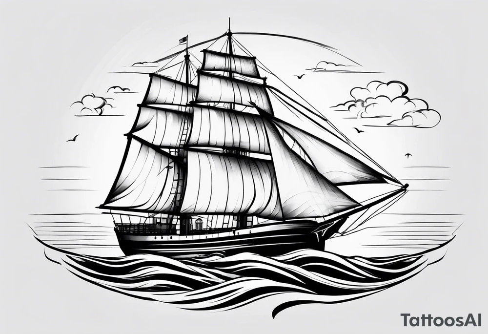 maritime lighthouse with 2 large sails attached. tattoo idea maritime lighthouse with 2 large sails attached. tattoo idea