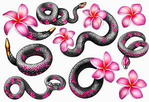 pink plumeria
snake around it tattoo idea