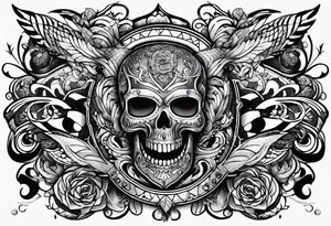 rock a Billy Arm sleeve mit verschiedenen Motiven tattoo idea