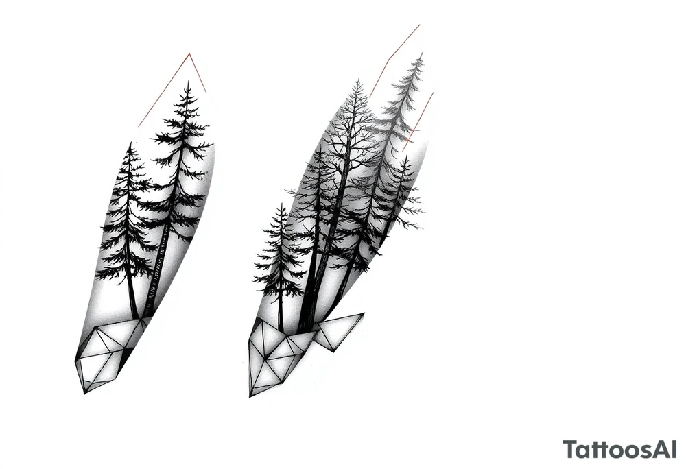 Full are sleeve that starts with trees on the forearm tattoo idea