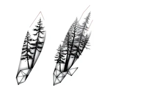 Full are sleeve that starts with trees on the forearm tattoo idea