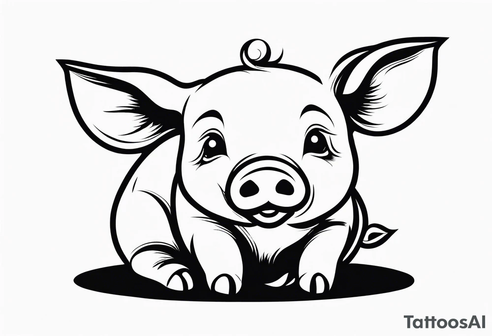 very cute piglet.
outline only.
black and white only.
only show the piglet. no extra lines or decoration. tattoo idea