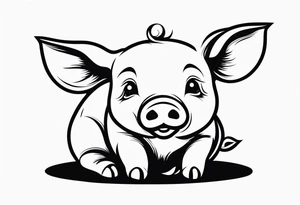 very cute piglet.
outline only.
black and white only.
only show the piglet. no extra lines or decoration. tattoo idea