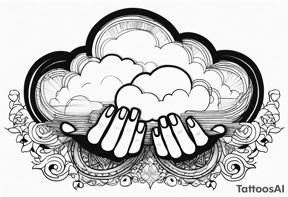 cloud, hands tattoo idea