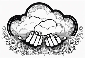 cloud, hands tattoo idea