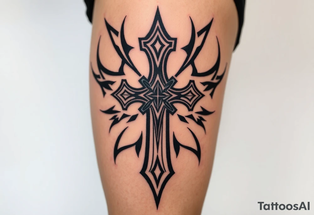 head down cross tattoo idea