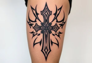 head down cross tattoo idea