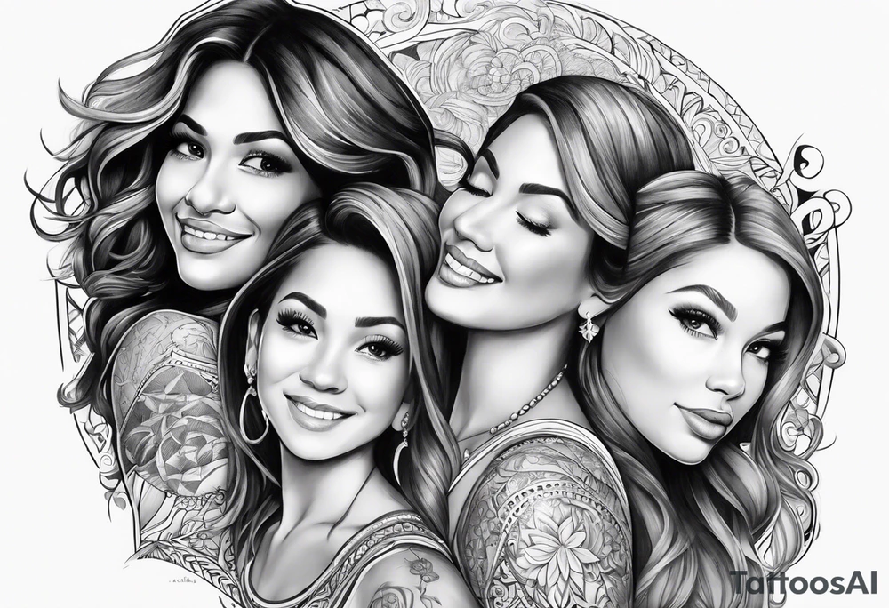 Top half sleeve, dad and 2 daughters with the chorus of dancing queen tattoo idea