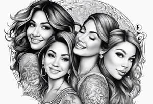 Top half sleeve, dad and 2 daughters with the chorus of dancing queen tattoo idea