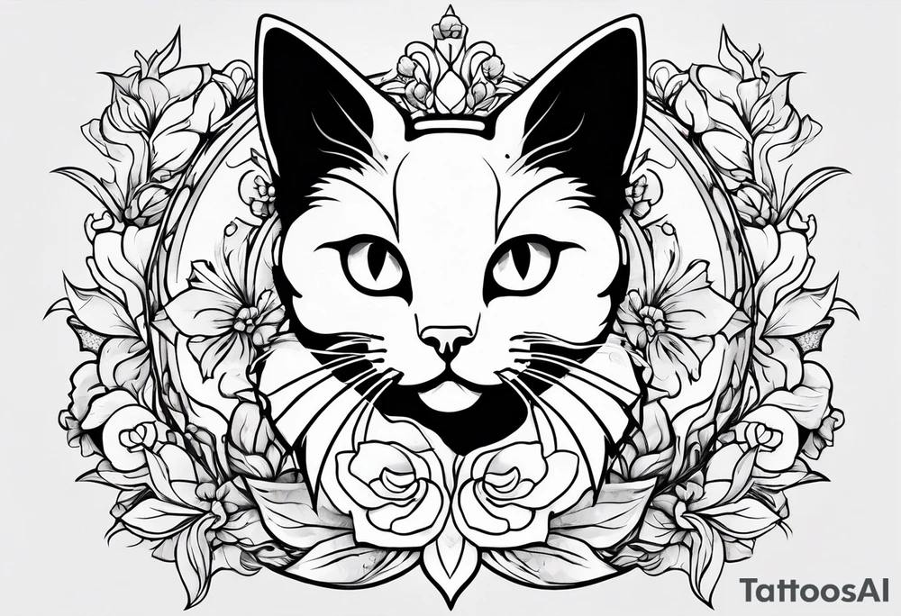 Kitty with white face and black ears tattoo idea