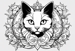Kitty with white face and black ears tattoo idea