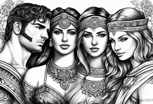 A half sleeve roman style, with my 2 daugthers and wife tattoo idea