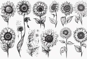 Sunflower sleeve with dandelion tattoo idea