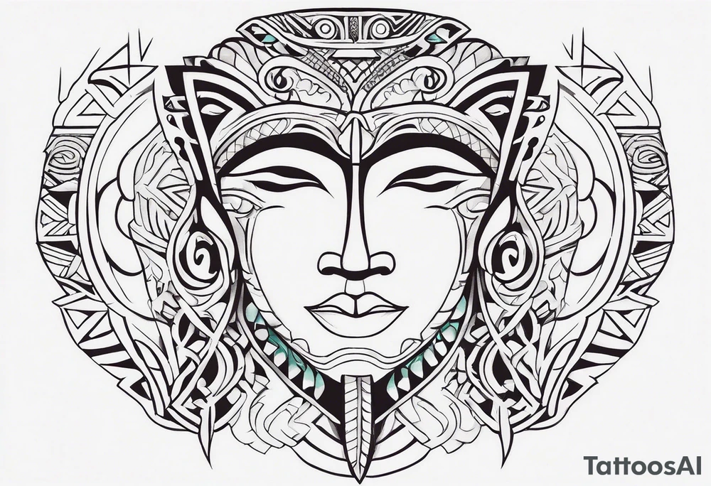 Polynesian neck to chin tattoo tattoo idea