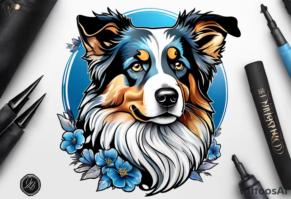 Blue Merle Australian shephard tattoo idea