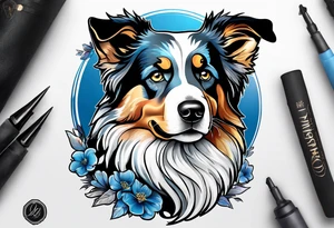 Blue Merle Australian shephard tattoo idea