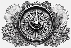 Gear shifting knob and money and fire tattoo idea