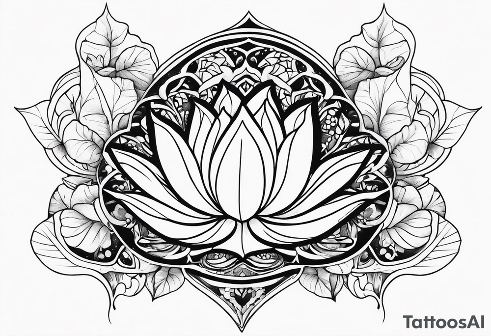 black, ivy,lotus, tattoo idea