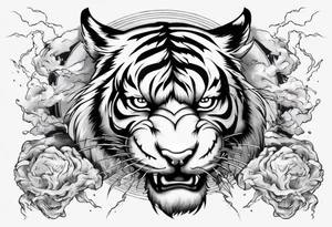 A tiger surrounded by lightning for a forearm tattoo tattoo idea