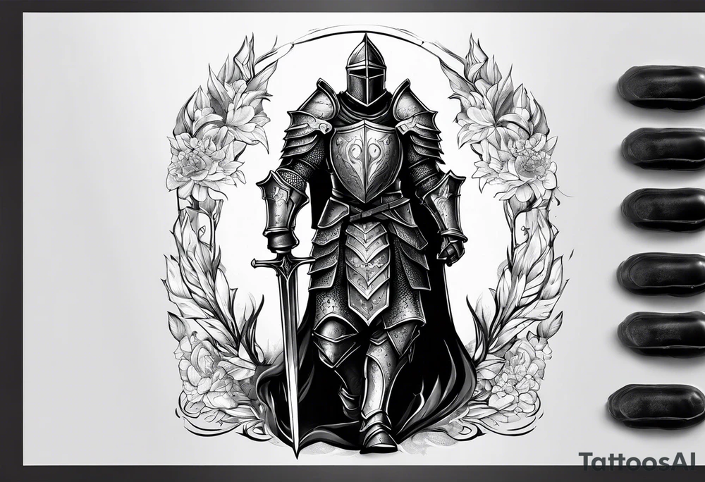 knight heavy armor cathedral tattoo idea