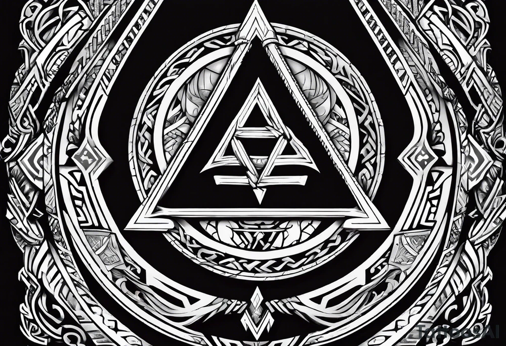 Valhalla  round 
shield axe sword valknut tattoo idea