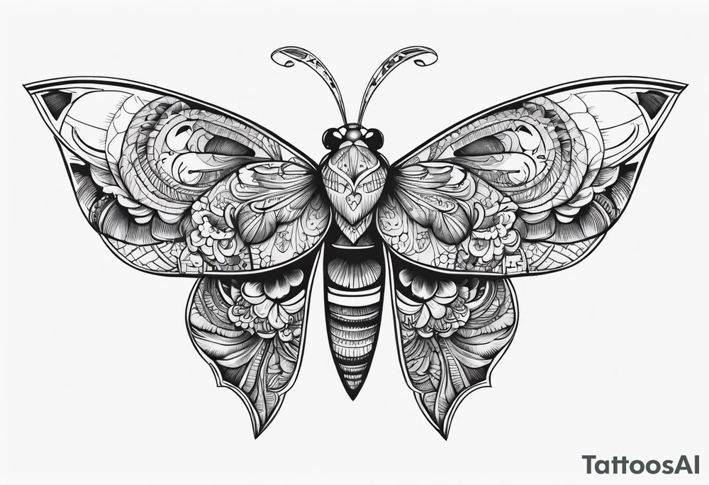 moth with wings tattoo idea